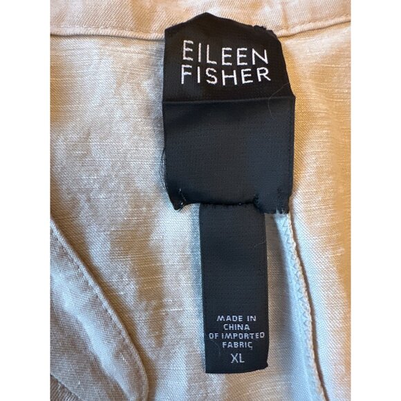 Eileen Fisher Womens Button-Up Blouse XL Beige Linen Blend Minimalist lagenlook - Picture 2 of 6
